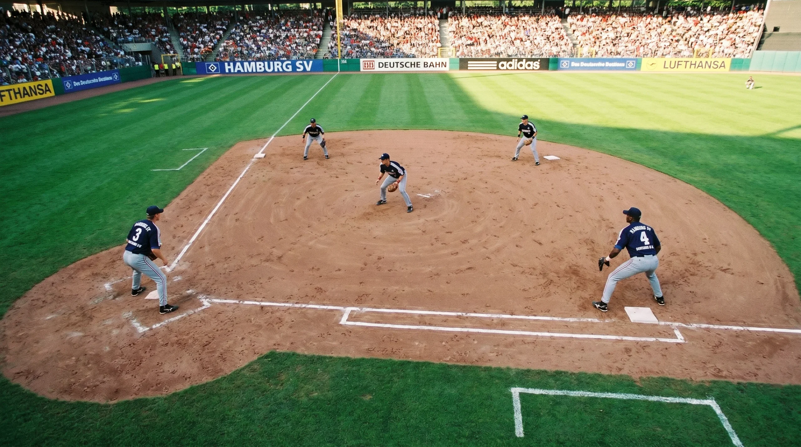 Baseball-Infielder in Standardpositionen nach dem Shift-Verbot